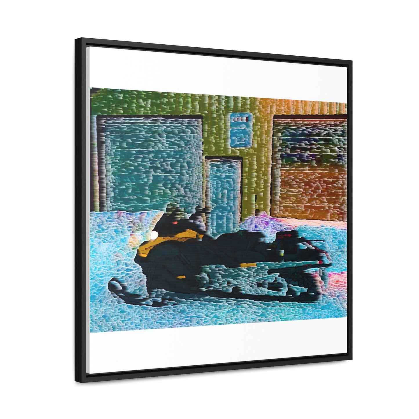 Gallery Canvas Wraps, Square Frame ... Snowmobile & Impressionalism ... 'Collecting Mail & Packages' .... Dixie, Idaho, USA ... Original Works: 10 Hours Rendering Time ...