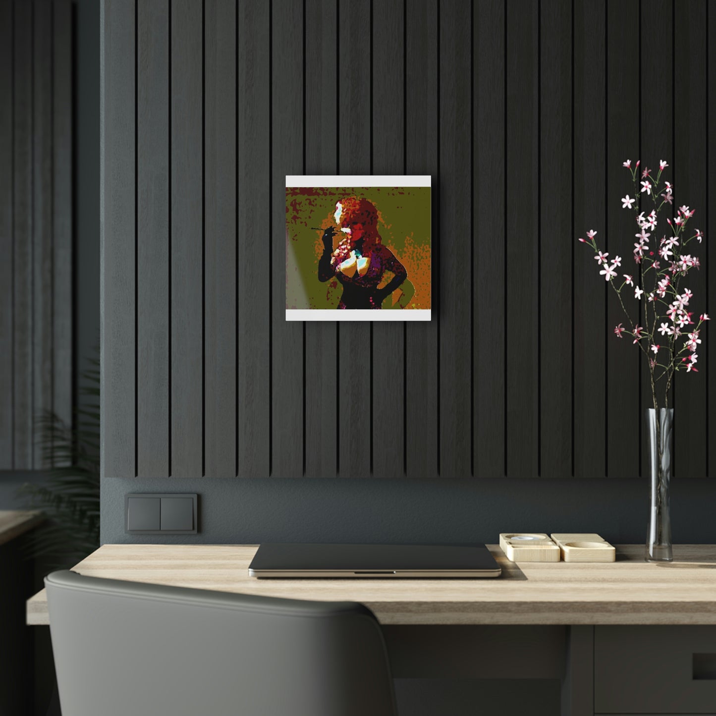 Acrylic Prints ... A Colleague Overseas ... 'Enjoying A Fag' ... Original Works ... "April Fools 2023" ... Hot-Tranny-Smoke ...