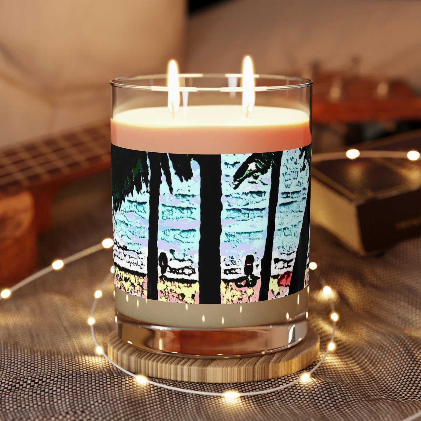 Scented Candle - Full Glass, 11oz ... "A Beautiful Beach Amongst The Palms" ... The Outrigger Waikiki, Honolulu, Oahu ... Original Works ...