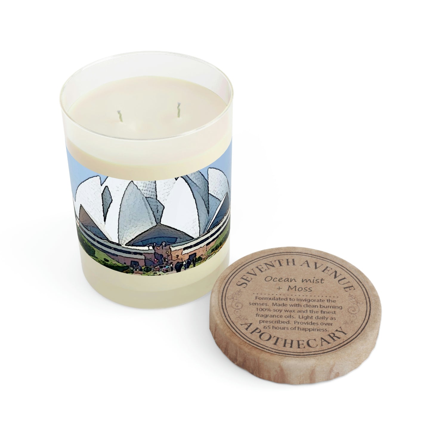 Scented Candle - Full Glass, 11oz ... 'Bahai'i House-Of-Worship' ... "Lotus Temple: Delhi, India, 2008" ... Original Works ...