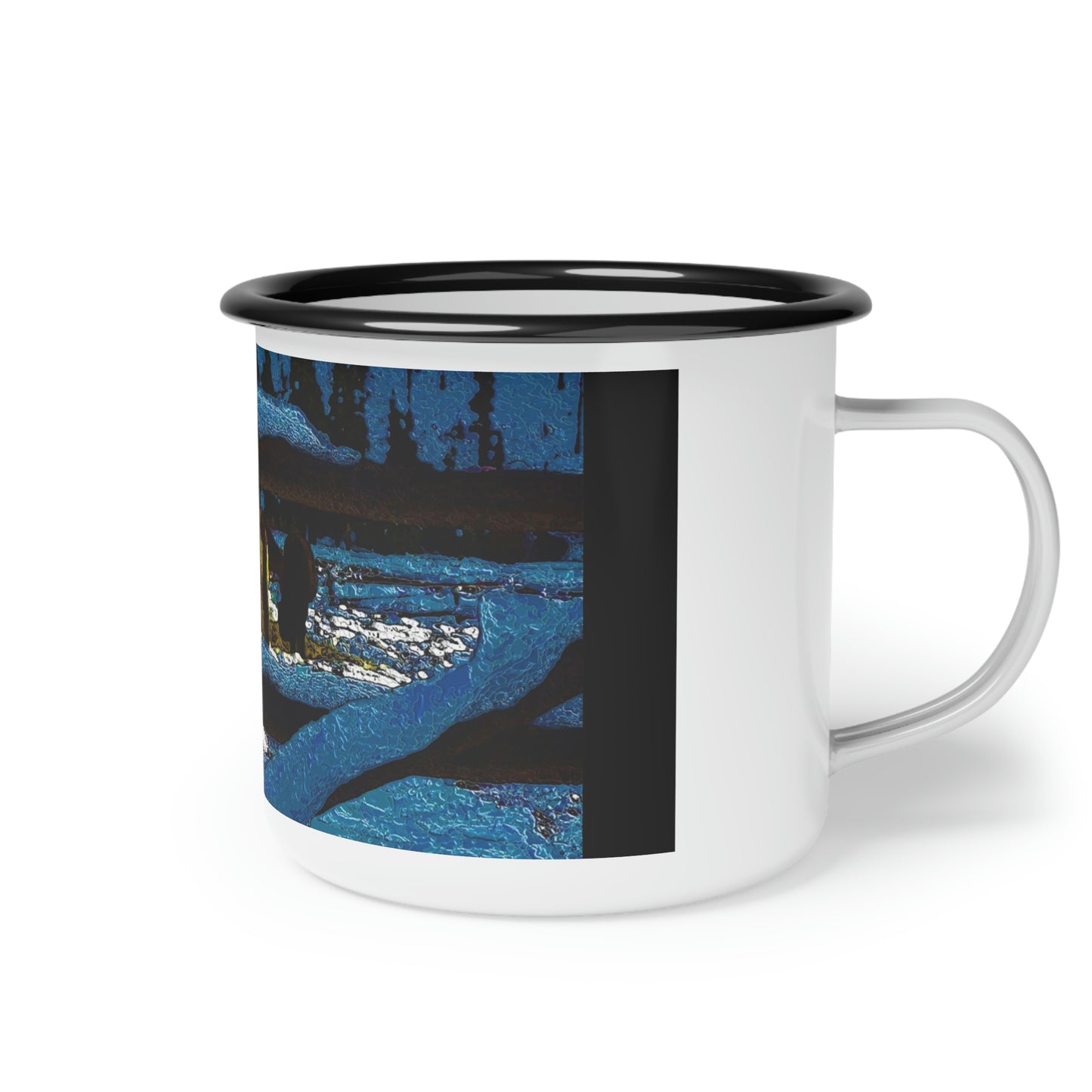 Enamel Camp Cup ... "Horses In Their Winter Corral" Dixie, Idaho