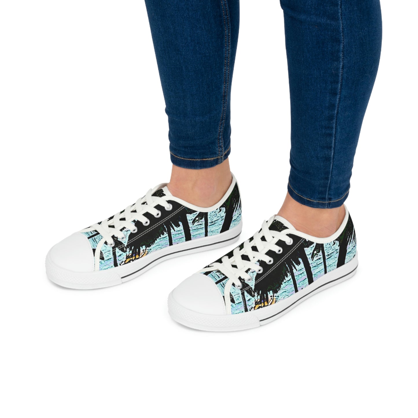 Women's Low Top Sneakers ... "A Beautiful Beach Amongst The Palms" ... The Outrigger Waikiki, Honolulu, Oahu ... Original Works ...