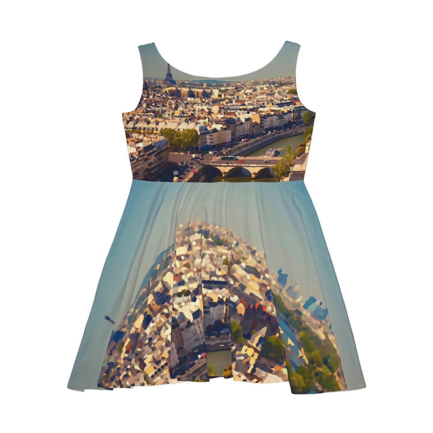 Women's Skater Dress ... Au Paris ... "Along The River Seine" ... Barbara Joan Bonnell-Holt: 1972 ... Original Works ...