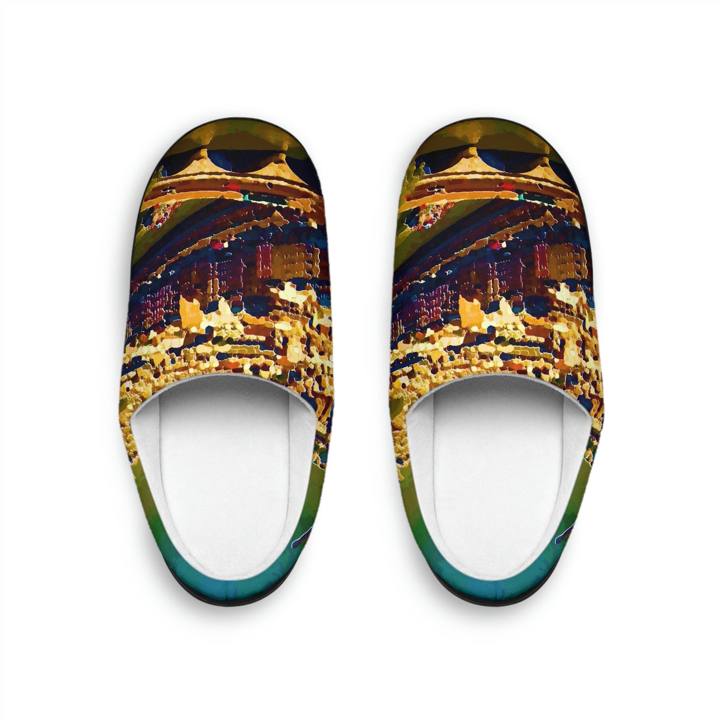 Men's Indoor Slippers ... Au Paris ... "Along The River Seine" ... Barbara Joan Bonnel-Holt: 1972 ... Original Works ...