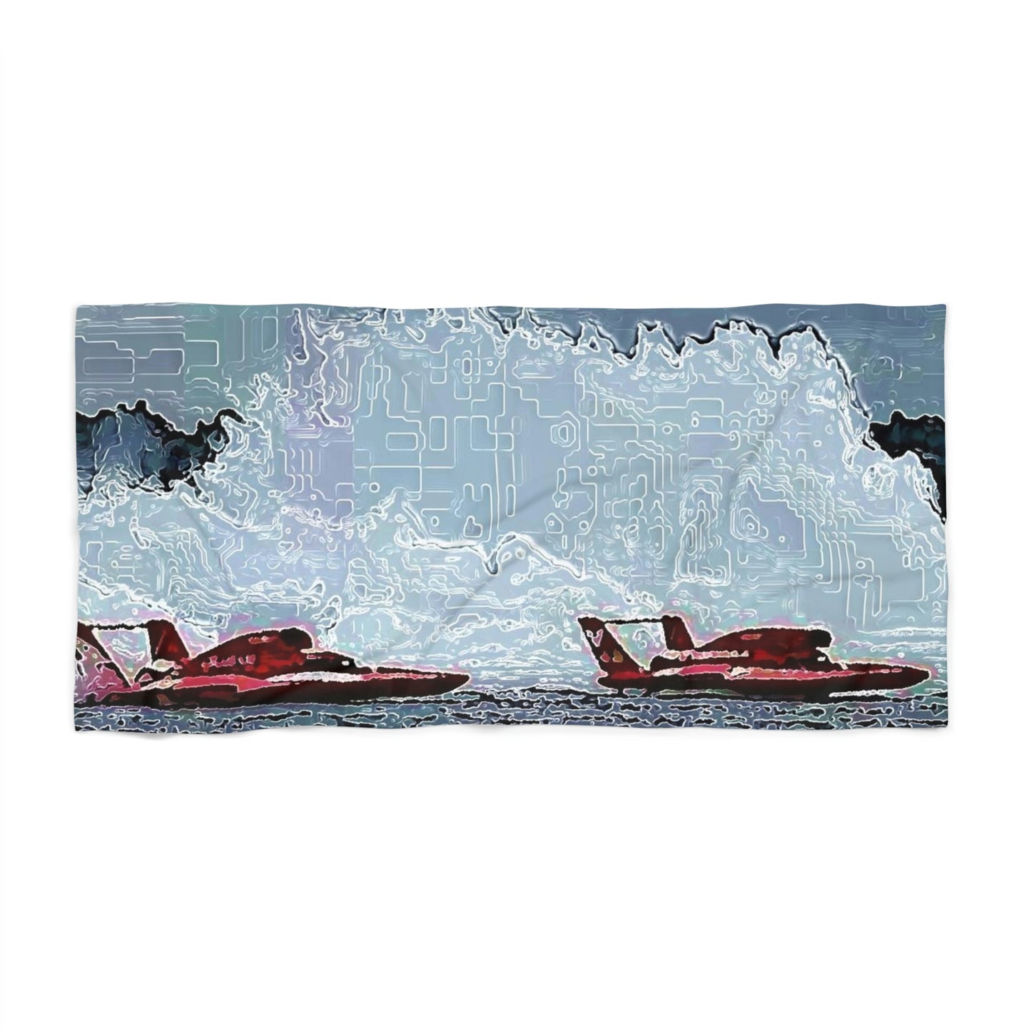 Beach Towel ...  Seattle Columbia Cup On Lake Washington ... "Dave Wilcox Heads For The Win" ... Associate Gift-Photo ... Original Works ...