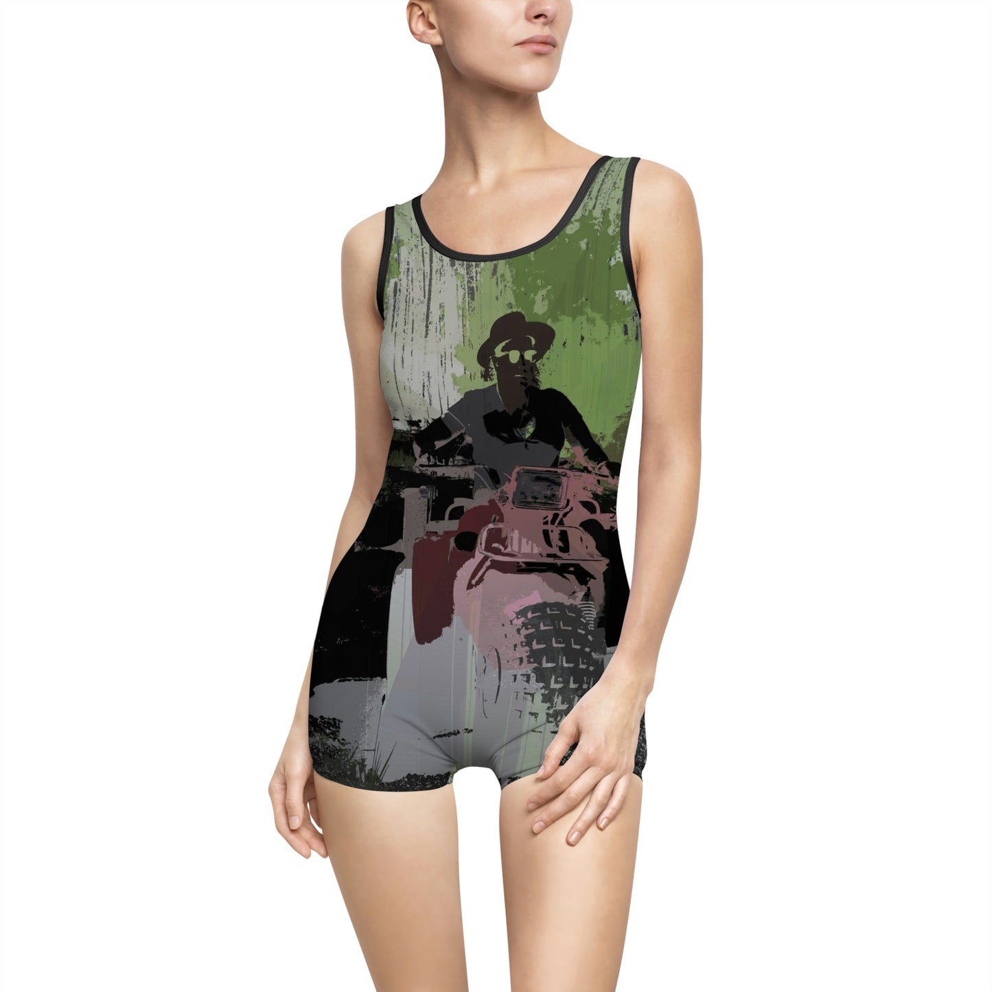 Women's Vintage Swimsuit ... 3-Wheeln' N' Groovin The Mountain Roads ... Central Idaho ... Original Works ...