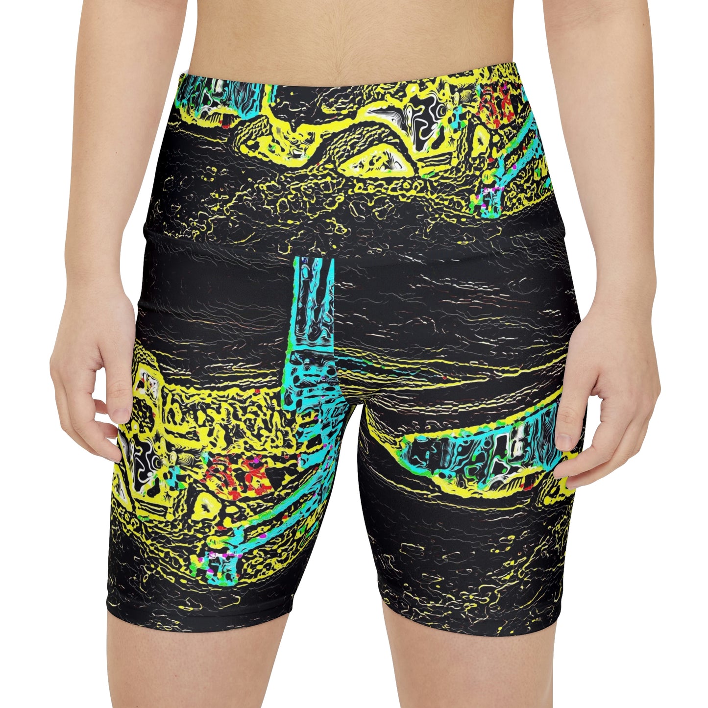 Women's Workout Shorts (AOP) ... "Snow Vehicle In Snow Storm At-Rest" ... Circa 12Mar23 ... Central Idaho ... 18-Hours Rendering Time: Original Works ...