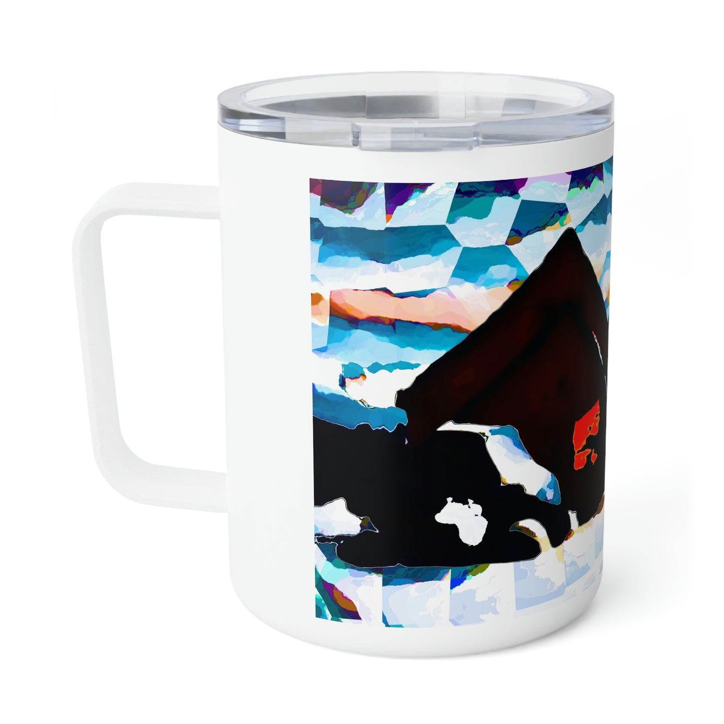 Insulated Coffee Mug, 10oz ... After An Intense Snow Storm ... 'Digging Out' ... A Vehicle & Cabin "In The Mountains" ... March 2023 ... Original Works ...