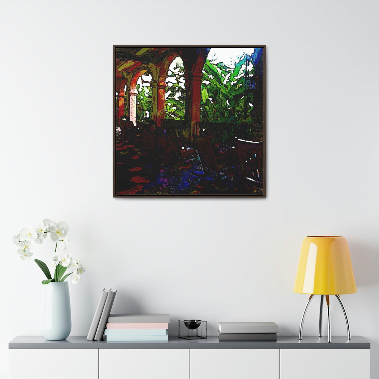 Gallery Canvas Wraps, Square Frame ...  Lanai & Rocking Chairs At: 'The Pink Palace' ... The Royal Hawai'ian ... Honolulu, HI ... '27Oct2014' ... Original Works ...