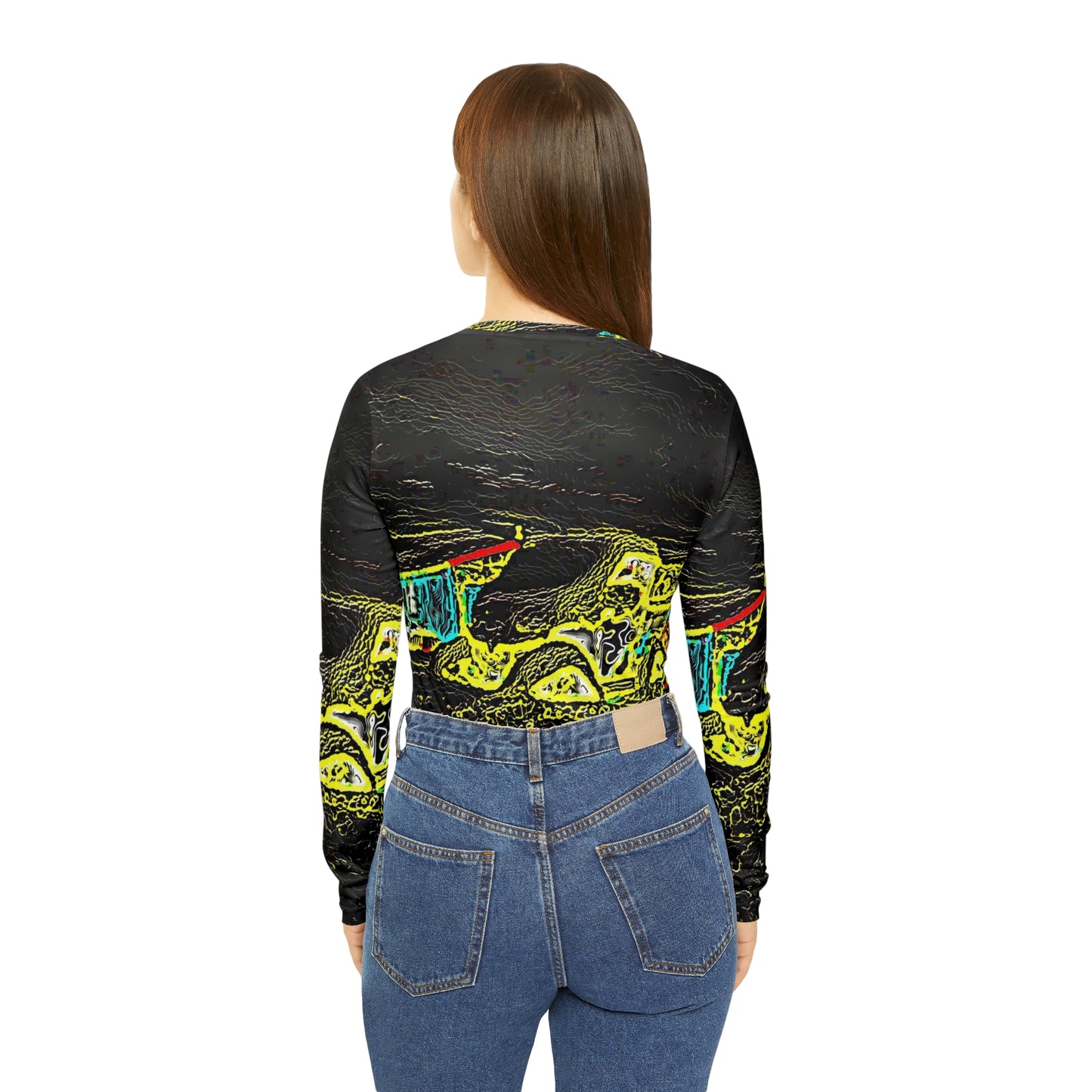 Women's Long Sleeve V-neck Shirt (AOP) ... "Snow Vehicle In Snow Storm At-Rest" ... Circa 12Mar23 ... Central Idaho ... 18-Hours Rendering Time: Original Works ...