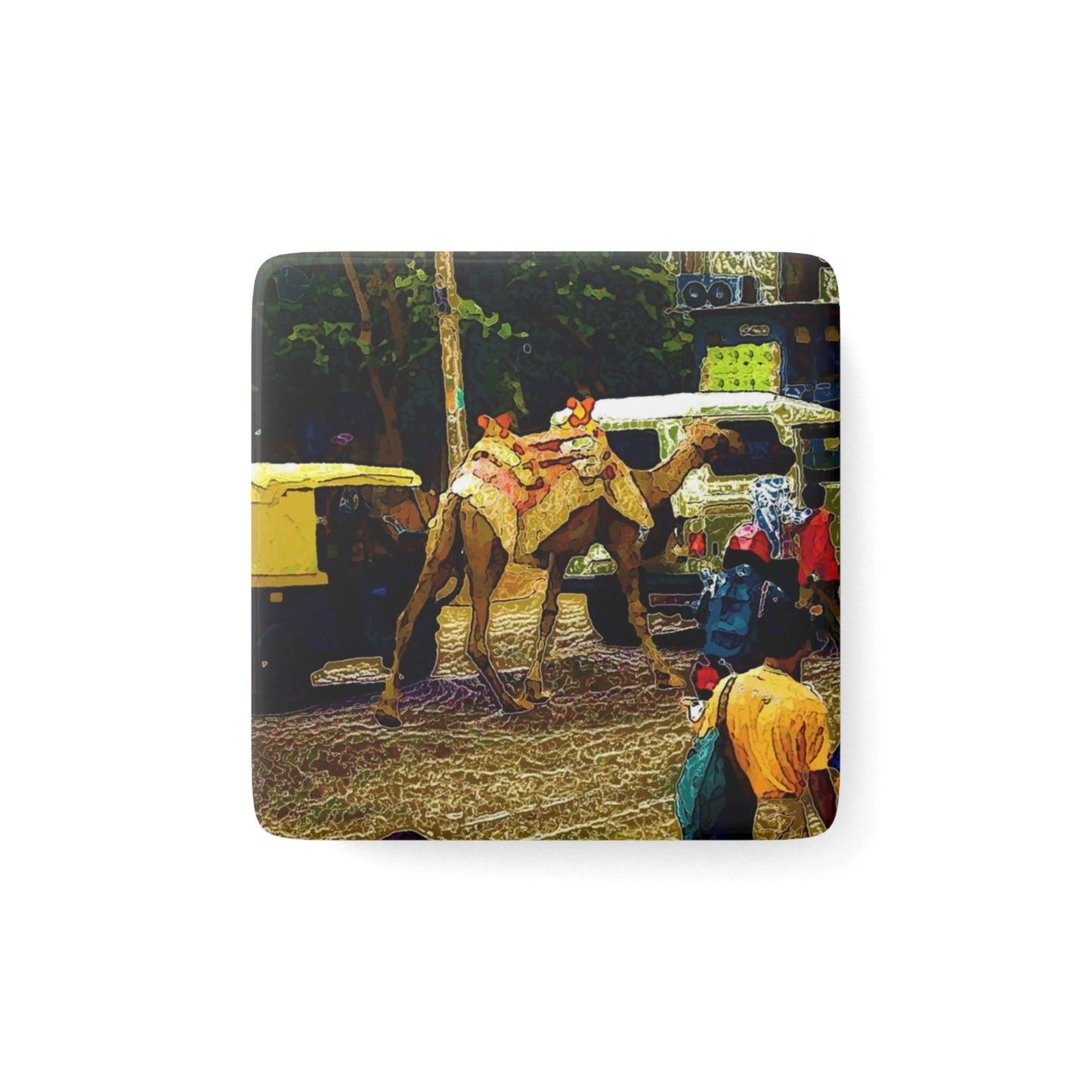 Porcelain Magnet, Square ... "Truckin'-Up-To-Buffalo ... 'Oops - Wrong Country' ... Truckin'-Up-To-New Delll -'E' ... " ... (Delhi, India) ... 5July2007. Original Works ...