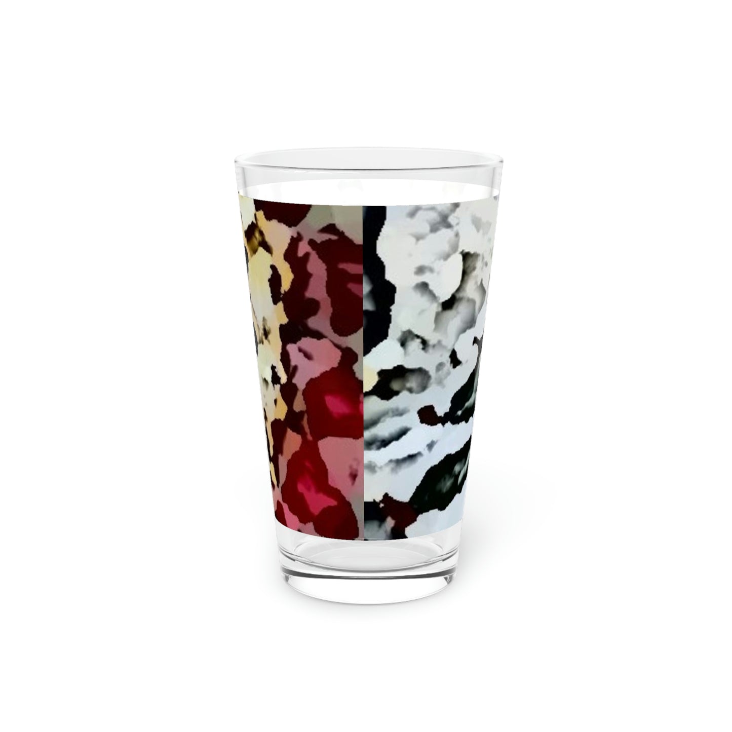 Pint Glass, 16oz ... "A Friendly Flower" ... Pointsettia 'Pointing' ... Original Works ... (Supplied Photograph) ...