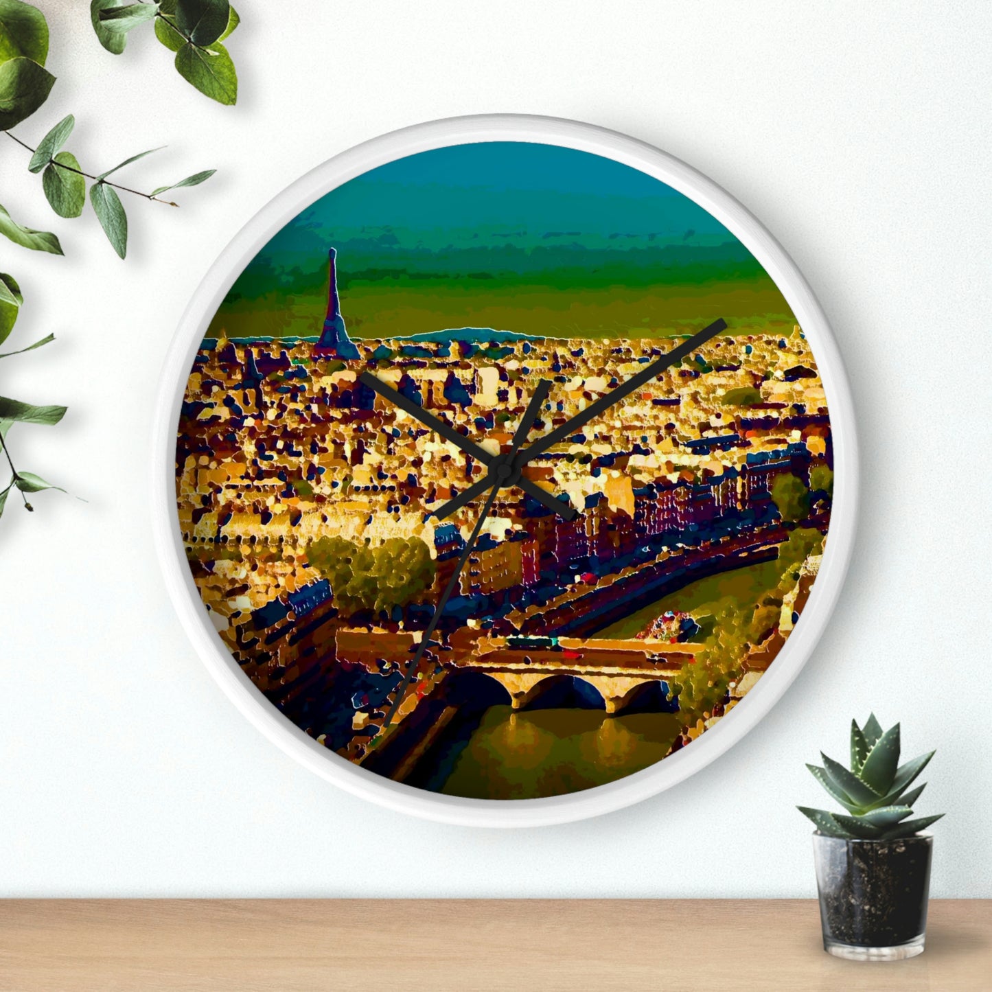 Wall clock ... Au Paris ... "Along The River Seine" ... Barbara Joan Bonnel-Holt: 1972 ... Original Works ...