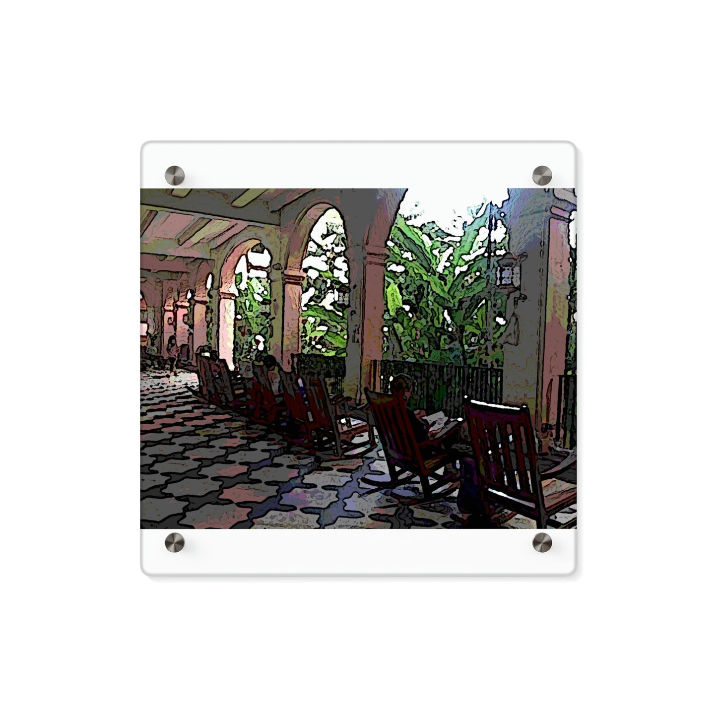 Acrylic Wall Art Panels ...  Lanai & Rocking Chairs At: 'The Pink Palace' ... The Royal Hawai'ian ... Honolulu, HI ... '27Oct2014' ... Original Works ...