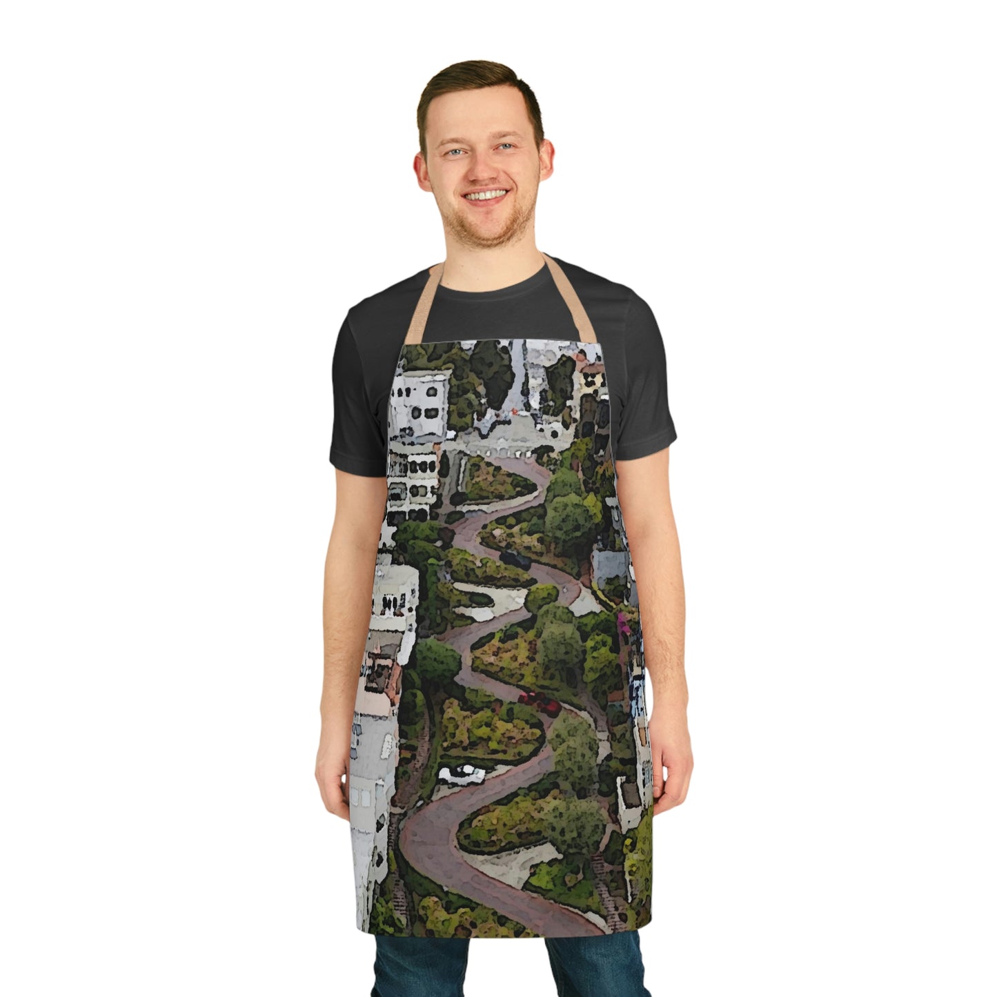 Apron (AOP) ... A Crazy Street ... 'Eight Winding Curve-Switchbacks' ... "Lombard Street, San Francisco, CA' ... Family Archives: 1970's ... Original Works ...