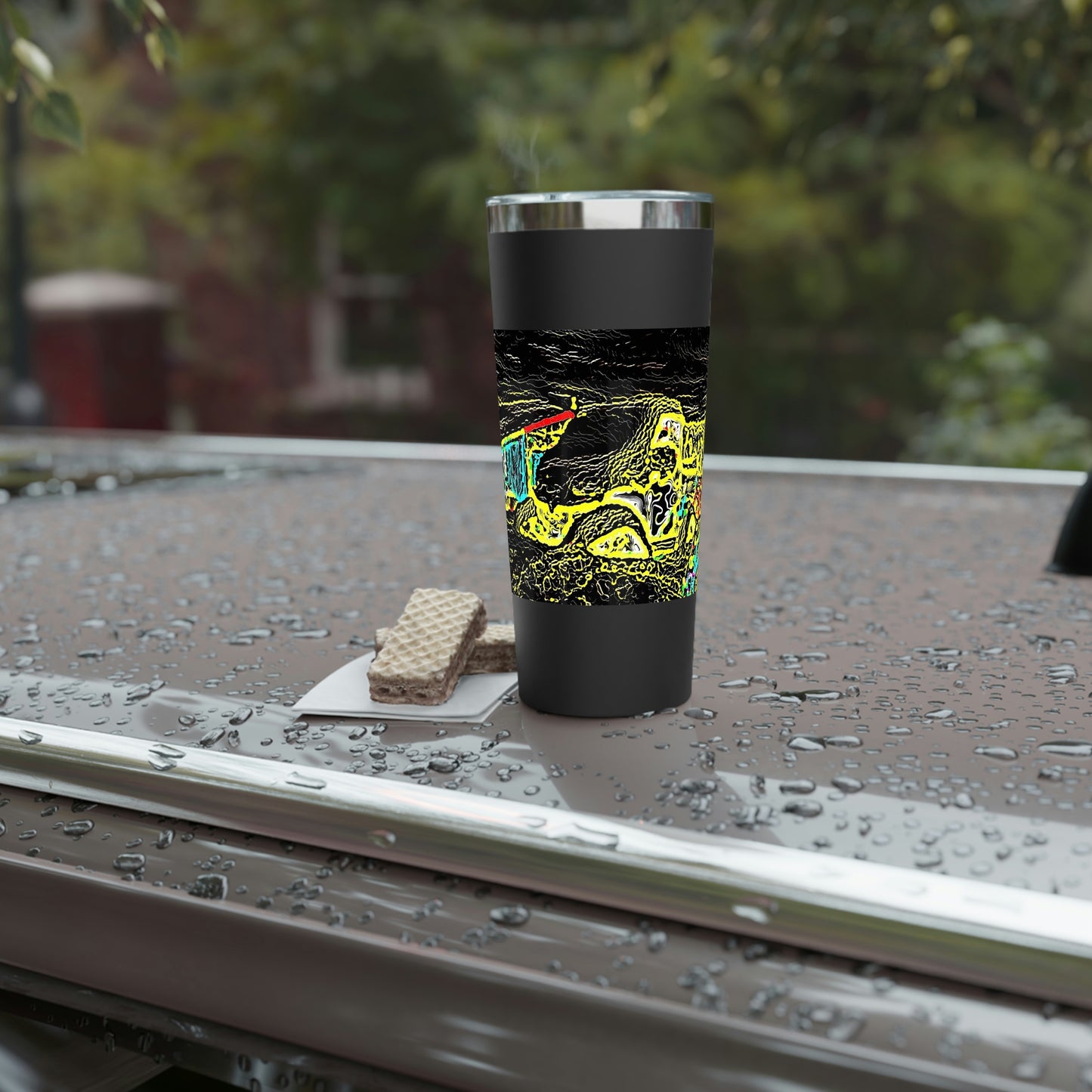 Copper Vacuum Insulated Tumbler, 22oz ... "Snow Vehicle In Snow Storm At-Rest" ... Circa 12Mar23 ... Central Idaho ... 18-Hours Rendering Time: Original Works ...