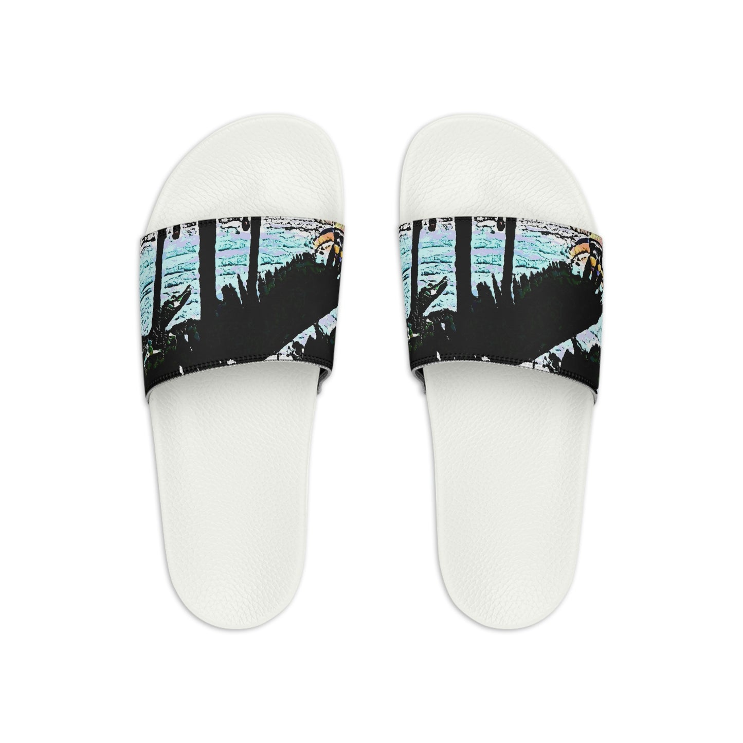 Men's Slide Sandals ...  "A Beautiful Beach Amongst The Palms" ... The Outrigger Waikiki, Honolulu, Oahu ... Original Works ...