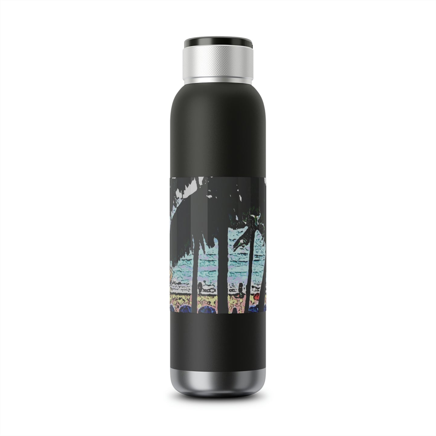 Soundwave Copper Vacuum Audio Bottle 22oz ... "A Beautiful Beach Amongst The Palms" ... The Outrigger Waikiki, Honolulu, Oahu ... Original Works ...