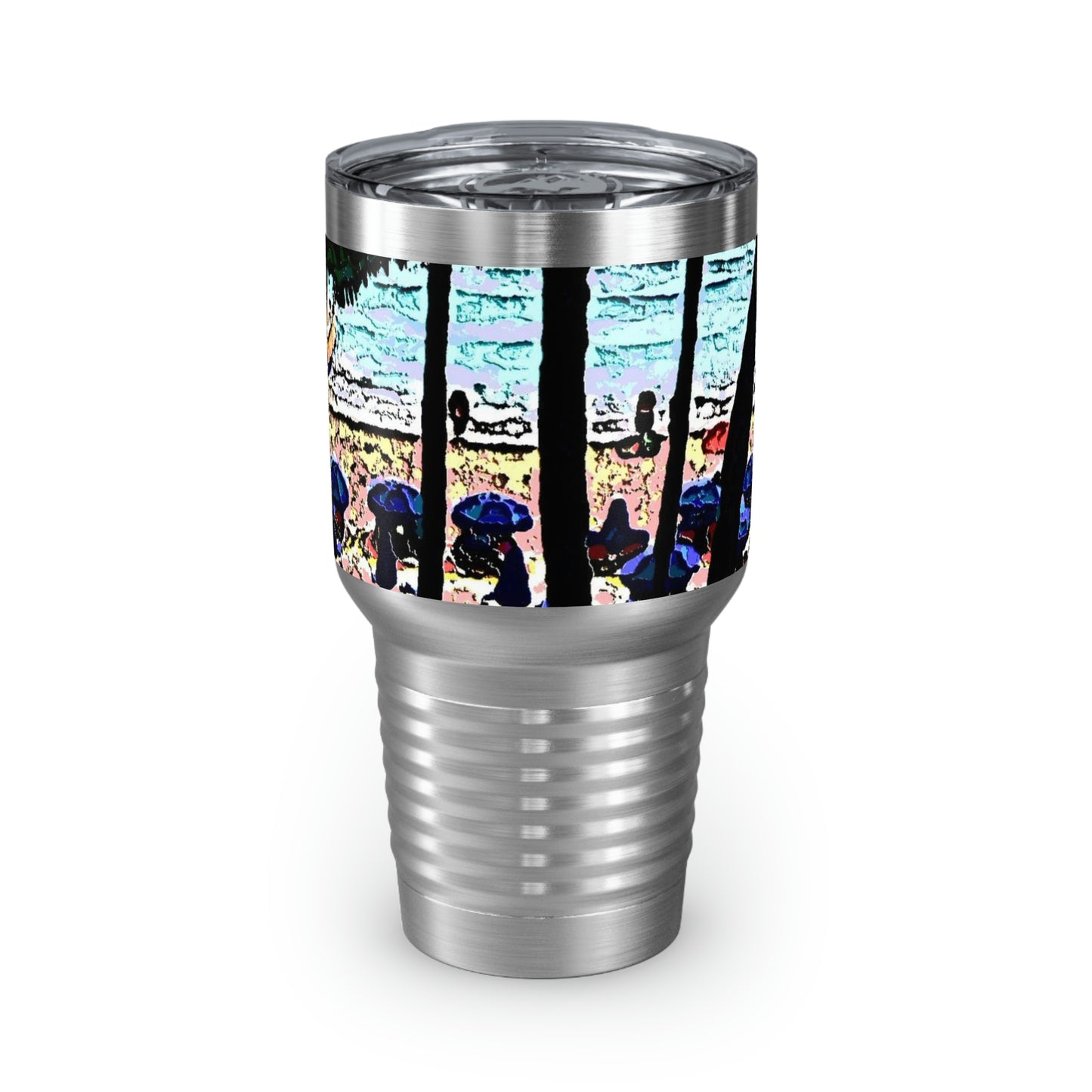 Ringneck Tumbler, 30oz ... "A Beautiful Beach Amongst The Palms" ... The Outrigger Waikiki, Honolulu, Oahu ... Original Works ...