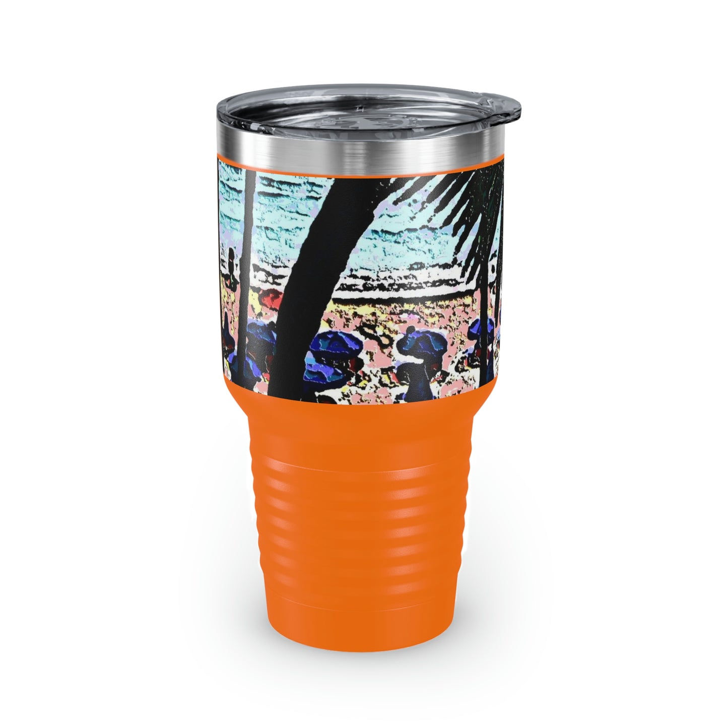 Ringneck Tumbler, 30oz ... "A Beautiful Beach Amongst The Palms" ... The Outrigger Waikiki, Honolulu, Oahu ... Original Works ...