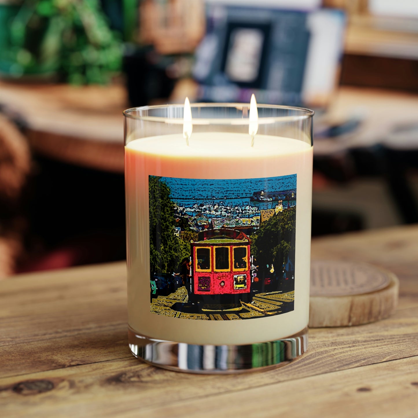 Scented Candle - Full Glass, 11oz ... San Francisco ... 'A Rice-A-Roni-A-San Francisco Treat' ... "A Cable Car Classic" ... Family Archives: 1973 ... Original Works ...