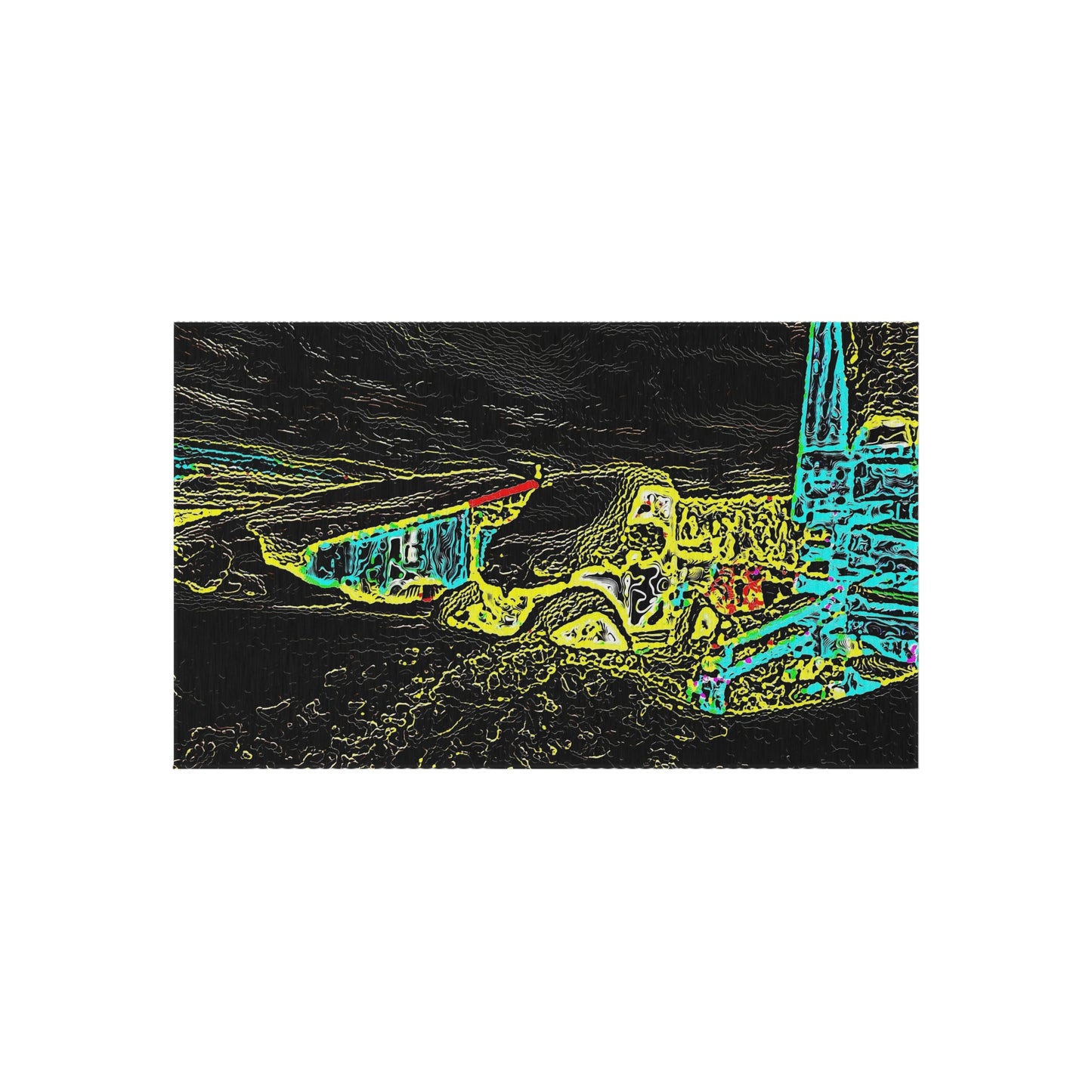 Outdoor Rug ... "Snow Vehicle In Snow Storm At-Rest" ... Circa 12Mar23 ... Central Idaho ... 18-Hours Rendering Time: Original Works ...
