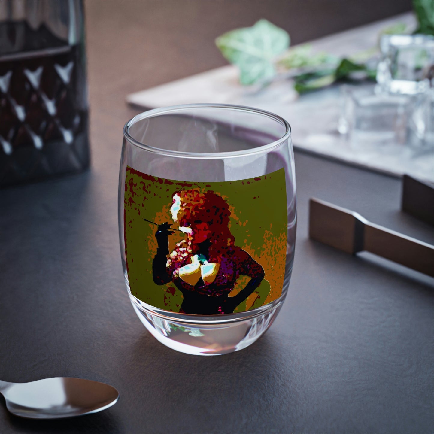 Whiskey Glass ...  A Colleague Overseas ... 'Enjoying A Fag' ... Original Works ... "April Fools 2023" ... Hot-Tranny-Smoke ...