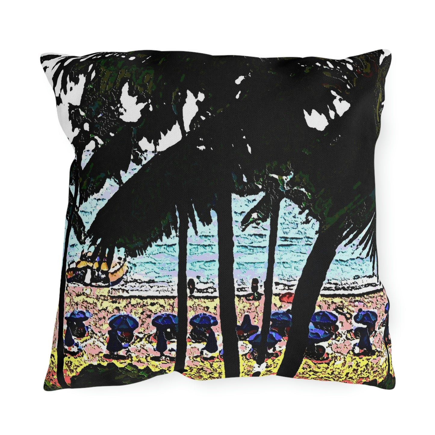 Outdoor Pillows ... "A Beautiful Beach Amongst The Palms" ... The Outrigger Waikiki, Honolulu, Oahu ... Original Works ...
