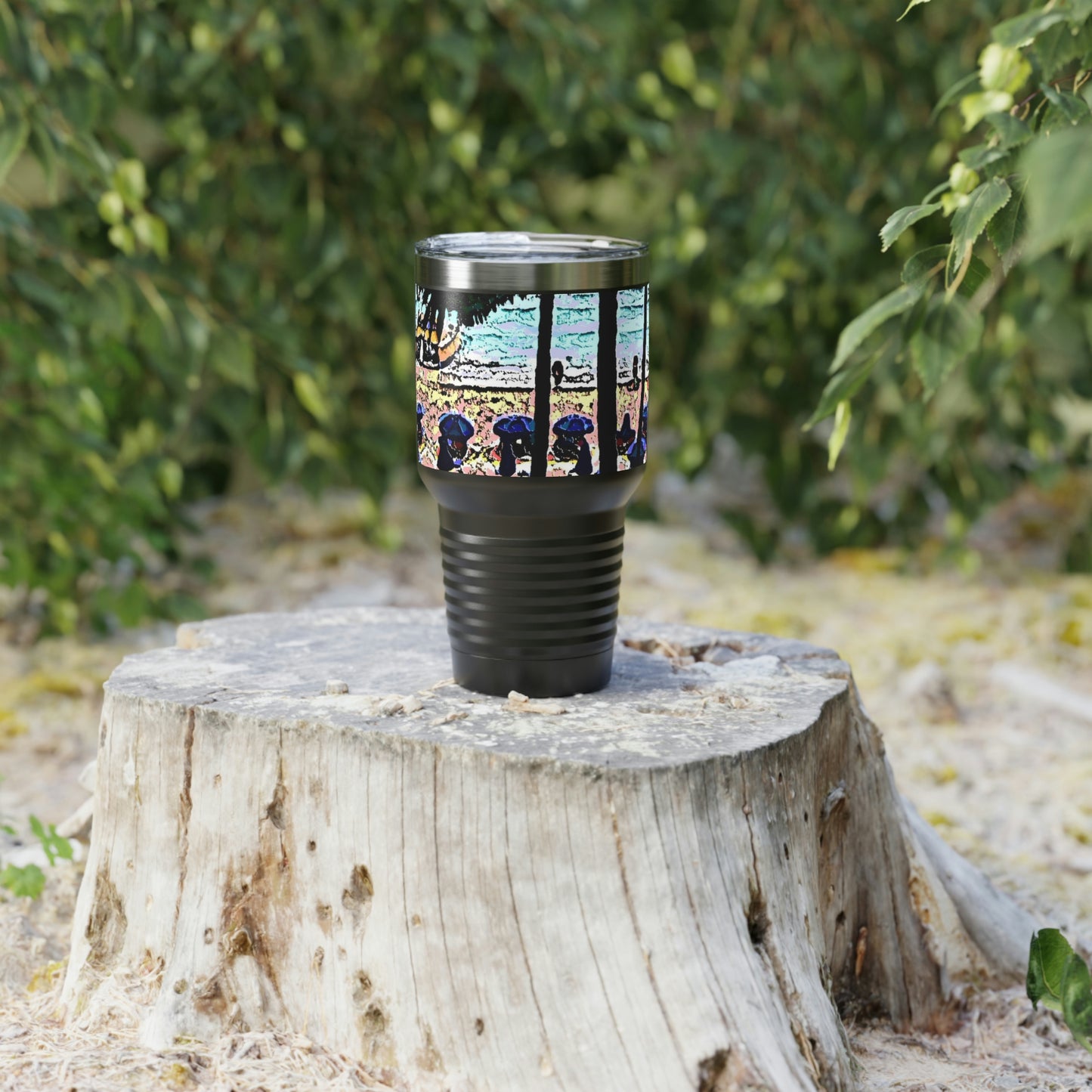 Ringneck Tumbler, 30oz ... "A Beautiful Beach Amongst The Palms" ... The Outrigger Waikiki, Honolulu, Oahu ... Original Works ...