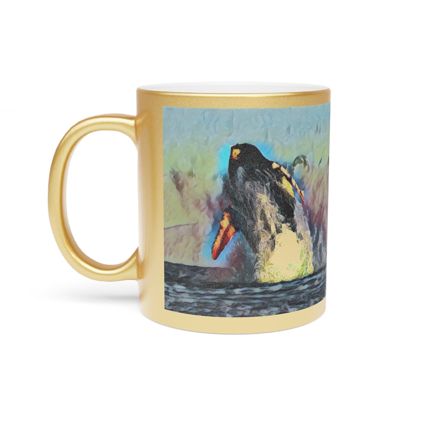 Metallic Mug (Silver\Gold) ... An Extraordinary Humpback Breach ... 'With Explosive Energy' ... Family Archives (KPH) ... Circa: 21st Century. Maui, HI ... Original Works ...