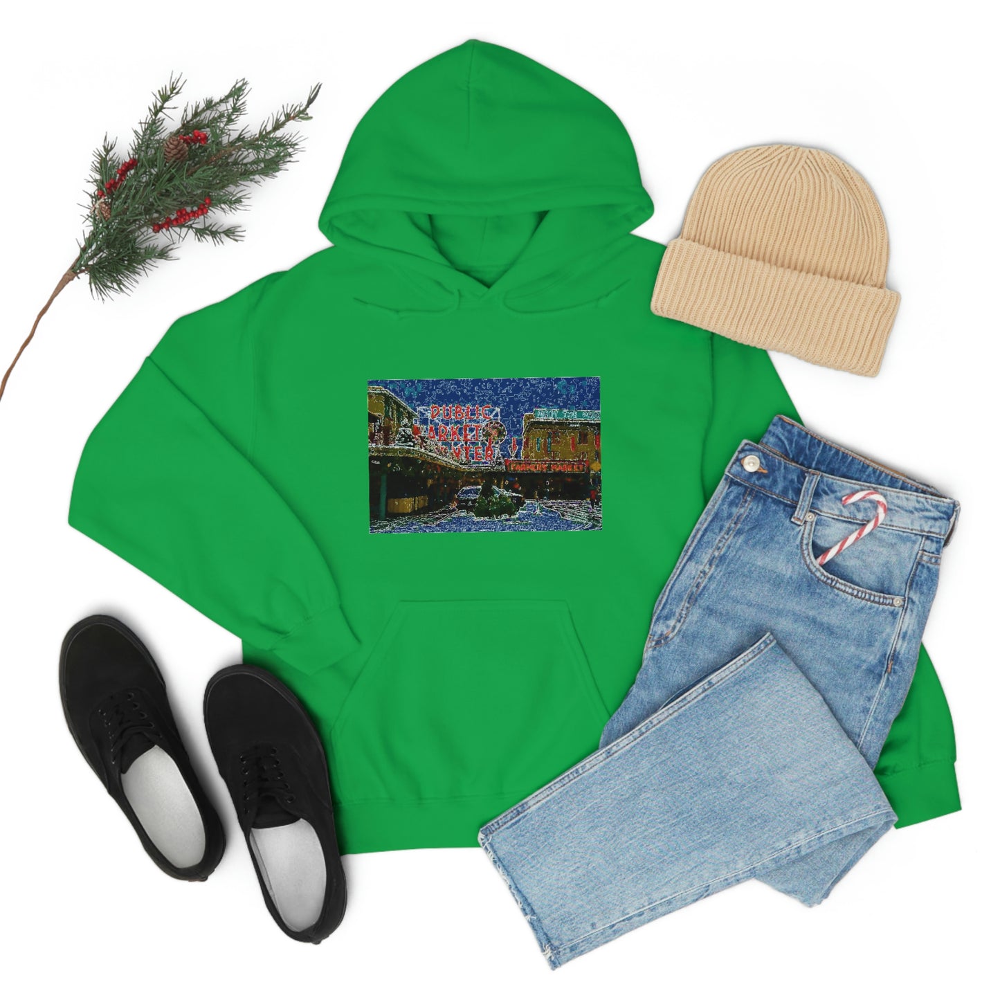 Unisex Heavy Blend™ Hooded Sweatshirt ... Pike Place Market: 'The Public Market', Seattle, Washington. Circa Fall 2013 ...