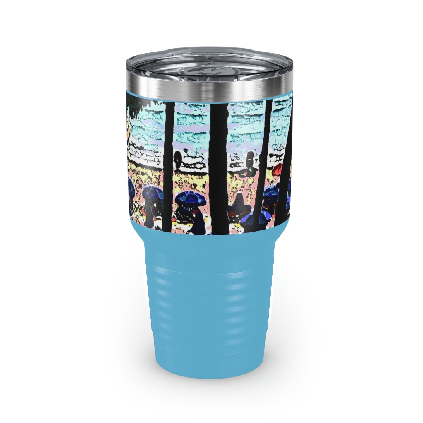 Ringneck Tumbler, 30oz ... "A Beautiful Beach Amongst The Palms" ... The Outrigger Waikiki, Honolulu, Oahu ... Original Works ...