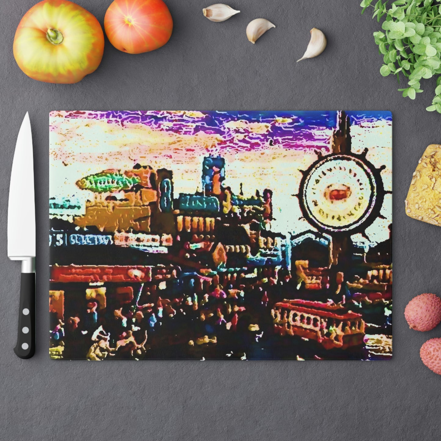 Cutting Board ... "No.9 Fishermen's Grotto - Fishermen's Wharf, SF, California" ... Family Archives: 1970's ... Original Works ...