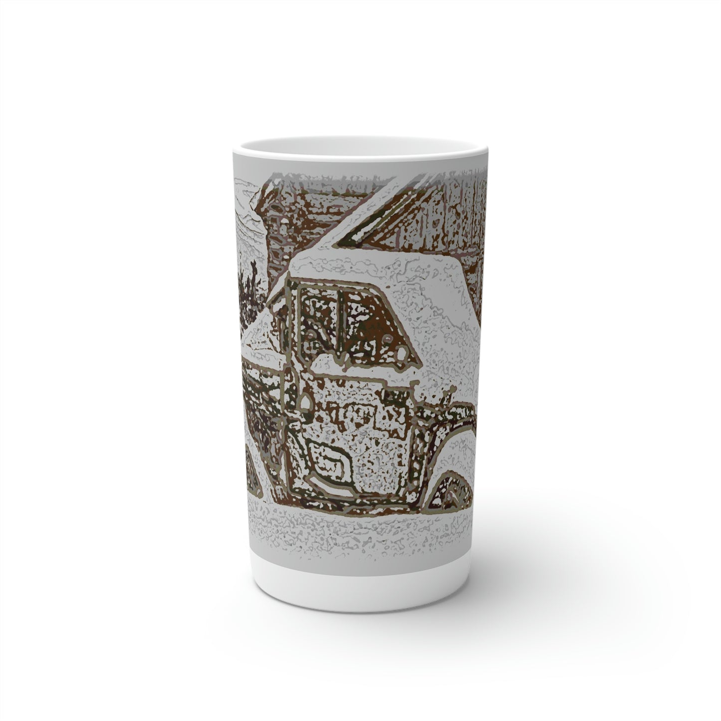 Conical Coffee Mugs (3oz, 8oz, 12oz) ... After An Intense Snow Storm ... 'Digging Out' ... A Vehicle & Cabin "In The Mountains" ... March 2023 ... Original Works ...
