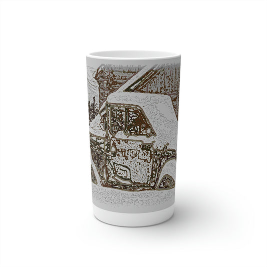 Conical Coffee Mugs (3oz, 8oz, 12oz) ... After An Intense Snow Storm ... 'Digging Out' ... A Vehicle & Cabin "In The Mountains" ... March 2023 ... Original Works ...