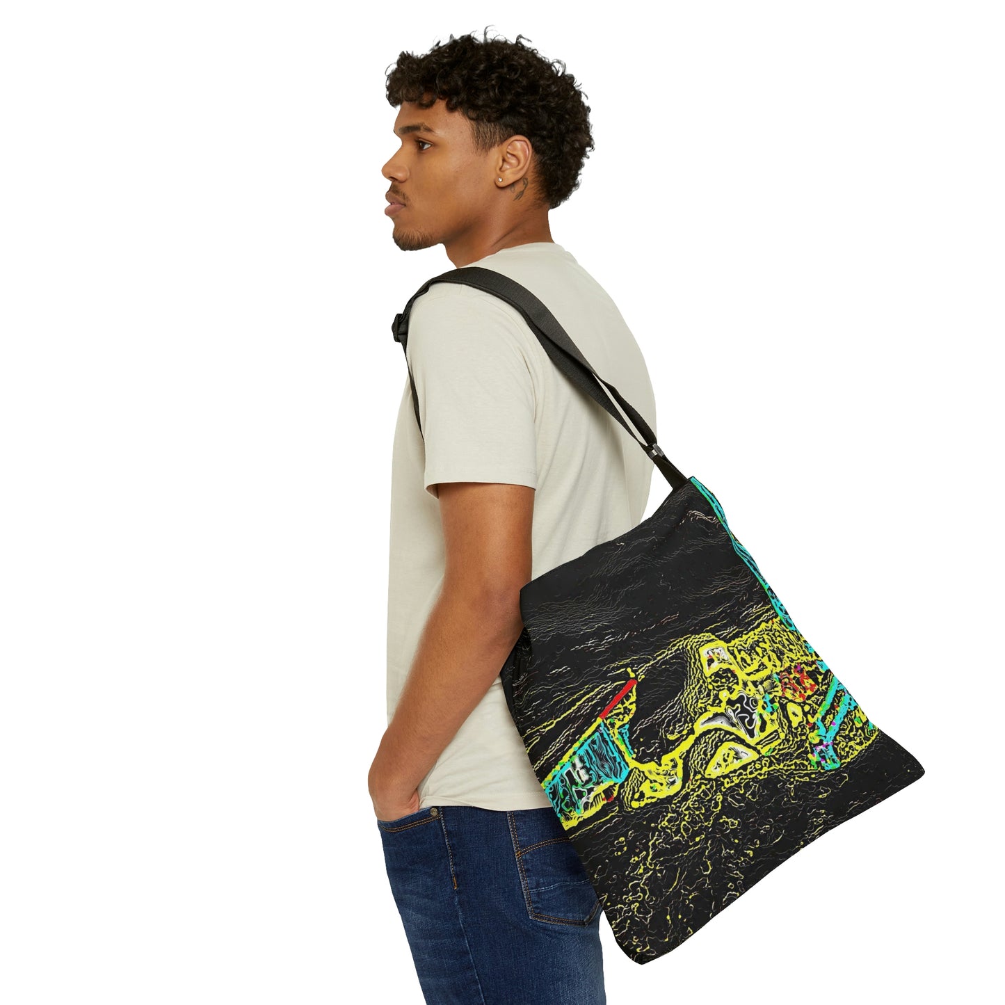 Adjustable Tote Bag (AOP) ... "Snow Vehicle In Snow Storm At-Rest" ... Circa 12Mar23 ... Central Idaho ... 18-Hours Rendering Time: Original Works ...