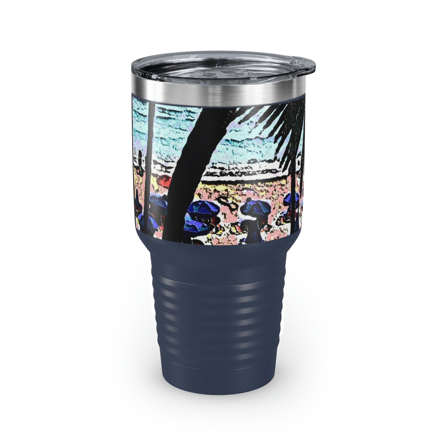 Ringneck Tumbler, 30oz ... "A Beautiful Beach Amongst The Palms" ... The Outrigger Waikiki, Honolulu, Oahu ... Original Works ...