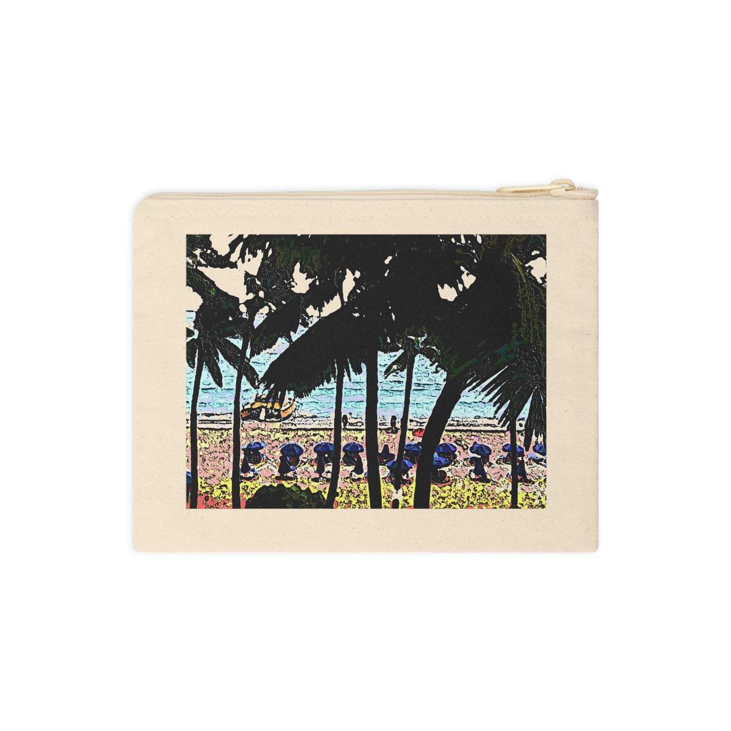 Cotton Zipper Pouch ... "A Beautiful Beach Amongst The Palms" ... The Outrigger Waikiki, Honolulu, Oahu ... Original Works ...