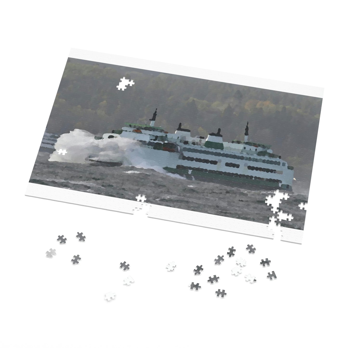 Jigsaw Puzzle (30, 110, 252, 500,1000-Piece) ... WADOT Ferry Crossing ... "A Very Rough Day" ... Mulkiteo Route ... Family Archives ... Early 1990's' ... Original Works ...