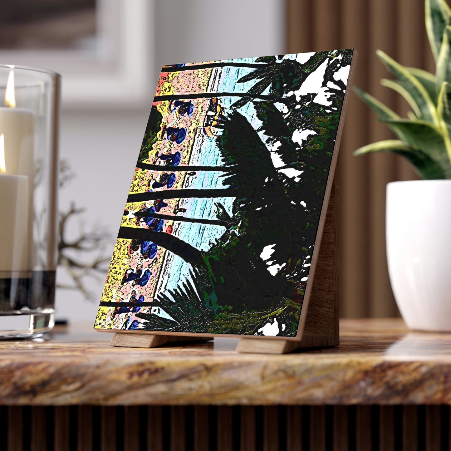 Ceramic Photo Tile ... "A Beautiful Beach Amongst The Palms" ... The Outrigger Waikiki, Honolulu, Oahu ... Original Works ...