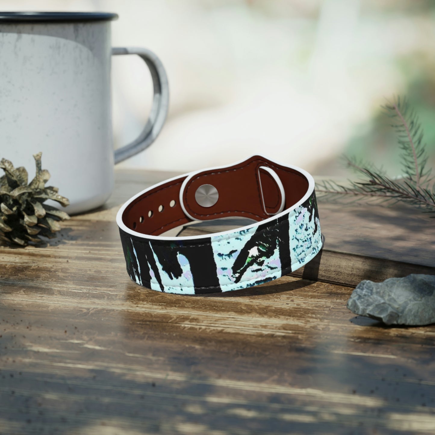 Faux Leather Wristband ...  "A Beautiful Beach Amongst The Palms" ... The Outrigger Waikiki, Honolulu, Oahu ... Original Works ...