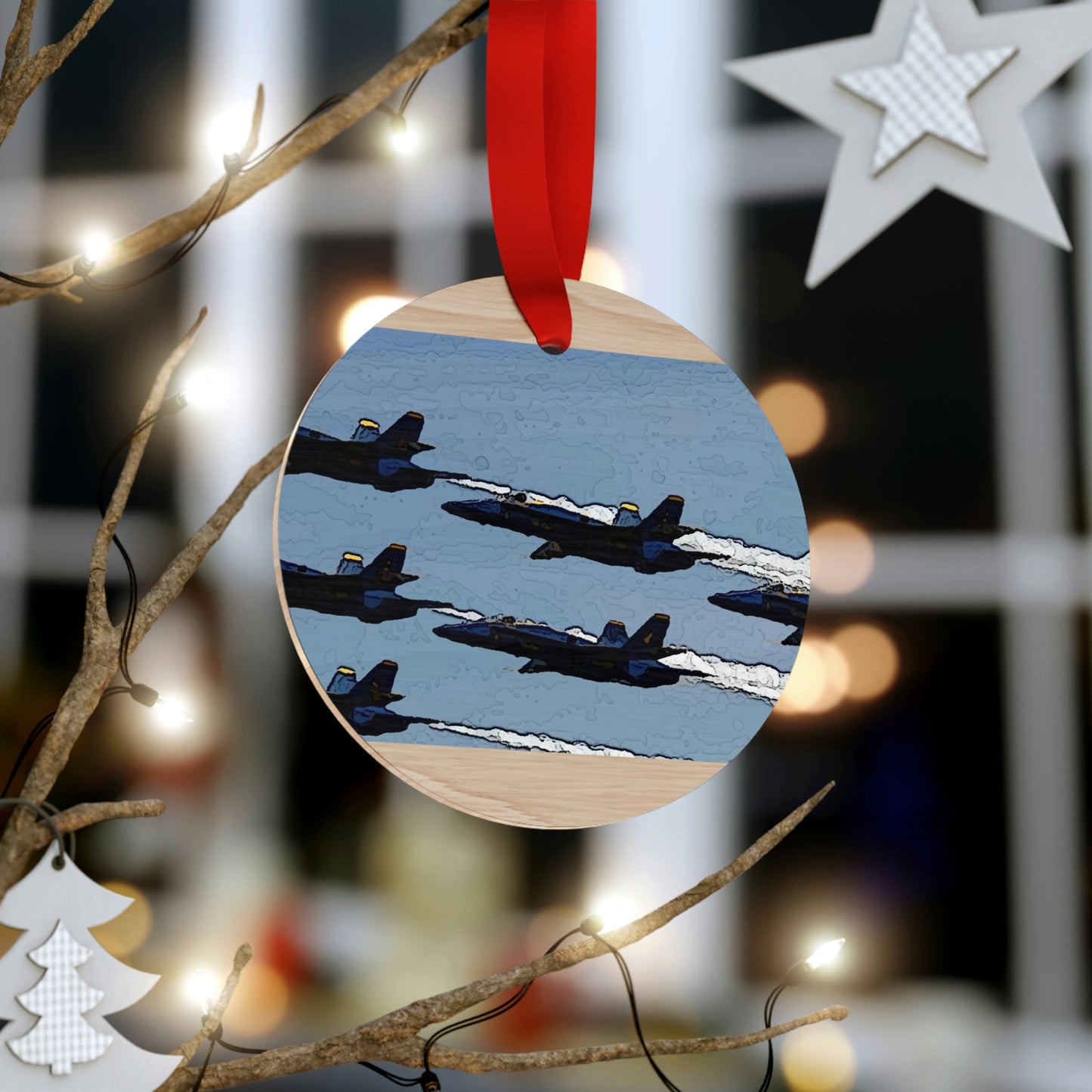 Plywood Ornaments (Round, Berlin) ... Seattle Seafair ..."Blue Angels Run Over Lake Washington" ... Circa Mid 1980's ... Dr FJ Holt ... Original Works ...