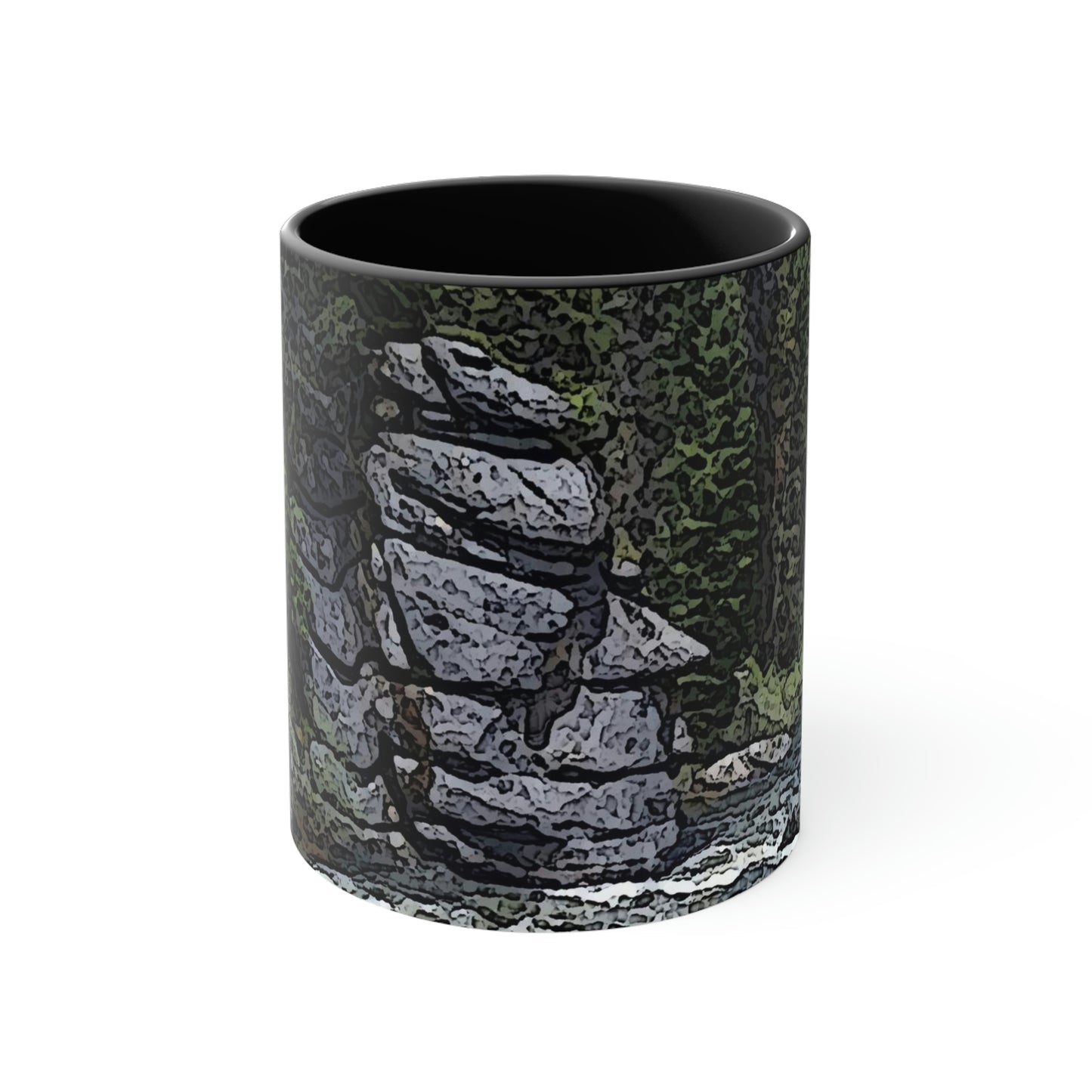 Accent Coffee Mug, 11oz ..."I Am Innocent" ... Tricky-Dick Immortalized ... Nixon Rock: Along The River ... Central Idaho, Summer 2020 ... Original Works ...