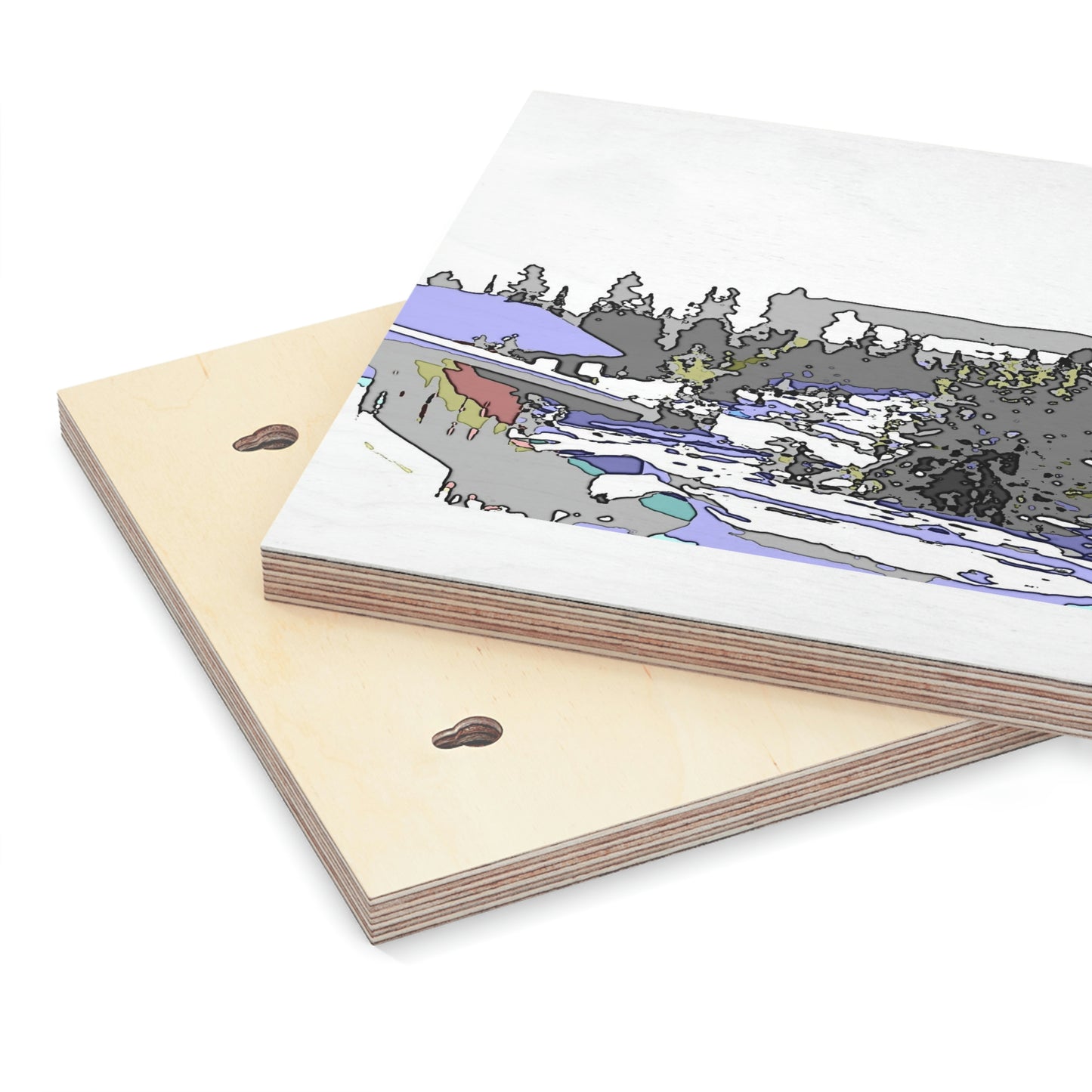 Wood Canvas ...  Snow ... Impressionalism ... Mountain-Snowscape "Happy New Years 2023!" ...