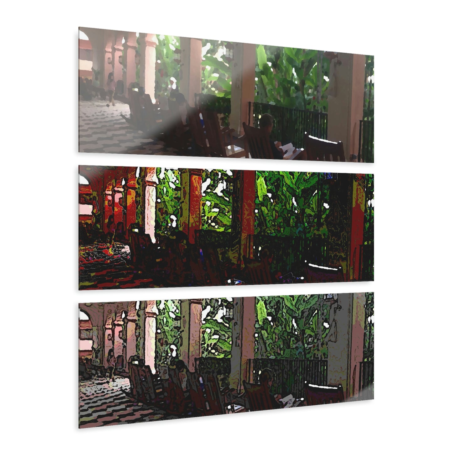Acrylic Prints (Triptych) ... Lanai & Rocking Chairs At: 'The Pink Palace' ... The Royal Hawai'ian ... Honolulu, HI ... '27Oct2014' ... Original Works ...