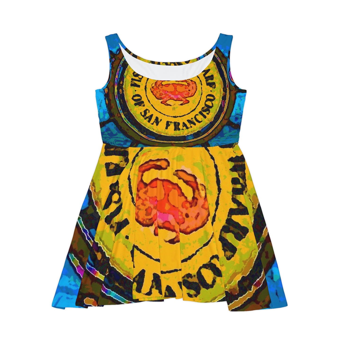 Women's Skater Dress ... "No.9 Fishermen's Grotto - Fishermen's Wharf, SF, California" ... Family Archives: 1970's ... Original Works ...