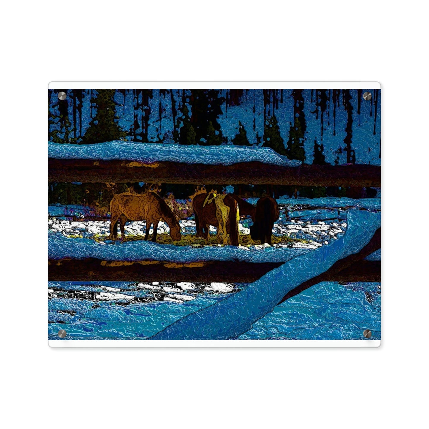 Acrylic Wall Art Panels ... A Horse ... A Saddle ...  Foraging Through The Snow ...  An_Asses 'Cry' ... Central Idaho, November 2022 ...  Original Works ...