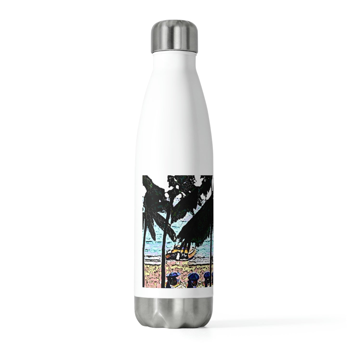 20oz Insulated Bottle ... "A Beautiful Beach Amongst The Palms" ... The Outrigger Waikiki, Honolulu, Oahu ... Original Works ...