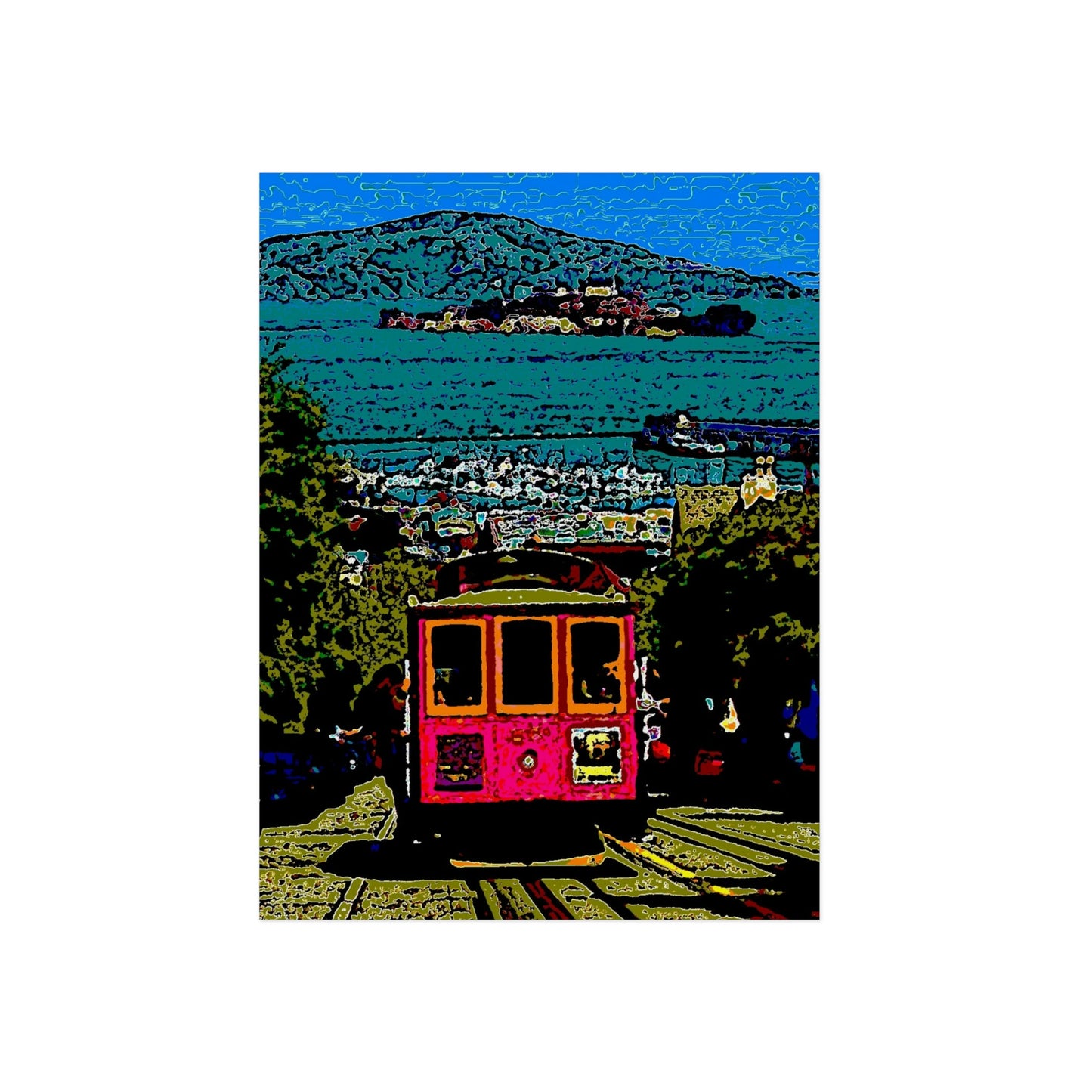 Aluminum Composite Panels ... San Francisco ... 'A Rice-A-Roni-Treat' ... Family Archives ... Cable Car Descends Hill Towards Alcatraz Island ... Original Works ...