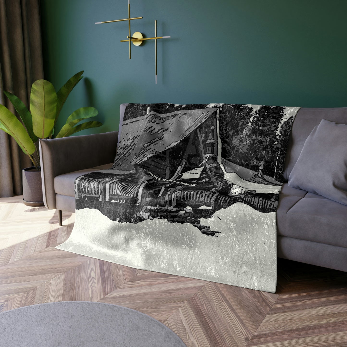 Crushed Velvet Blanket ... A Beautiful Lodge & Back-Country Outfitter In A Mountain Town ... 'Dixie, Idaho, November 2022' ... Original Works ...